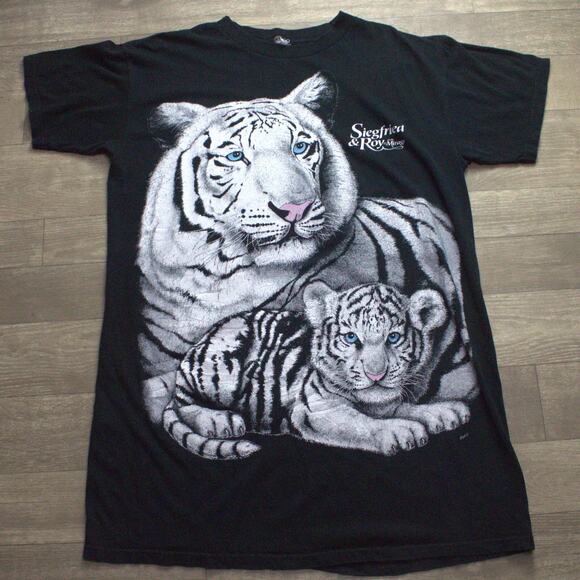 Siegfried & Roy Shirt Mirage Casino Rare Vintage Graphic Tee 90s Magic Size XLT - Picture 2 of 5